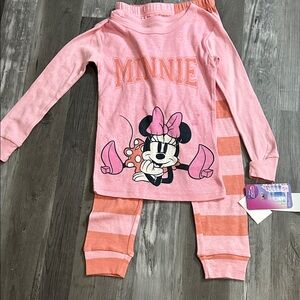 Disney Minnie Mouse Coral and Pink Girls' Pajama Set